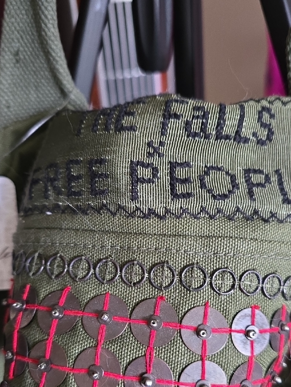 The falls x free people Olive Green Embellished Women's Tote Bag - Picture 4 of 7